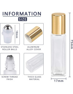 Botellas de Aceite Esencial wifreo 10ml Cuadradas 4 Piezas 2