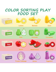 Conjunto de Comida de Madera MerryPony - 34 Piezas Educativas 2