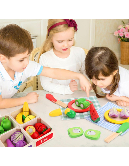 Conjunto de Comida de Madera MerryPony - 34 Piezas Educativas