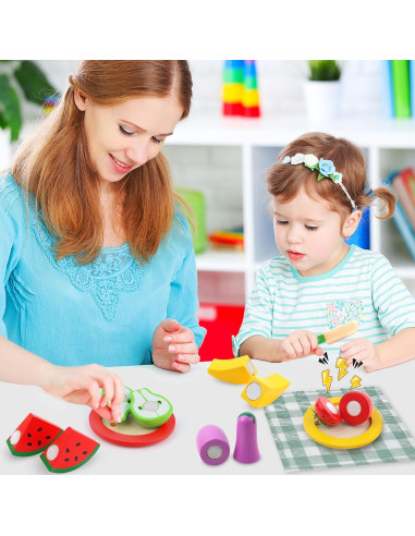 Conjunto de Comida de Madera MerryPony - 34 Piezas Educativas