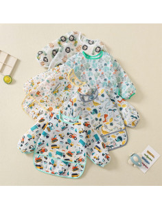 Paquete de 5 Baberos de Manga Larga Impermeables para Bebés 2