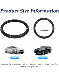 Cubierta de Volante Kewucn Brillante 38 cm Ajuste Universal 2