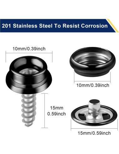 Kit de 152 Broches a Presión Hicdaw de Acero Inoxidable