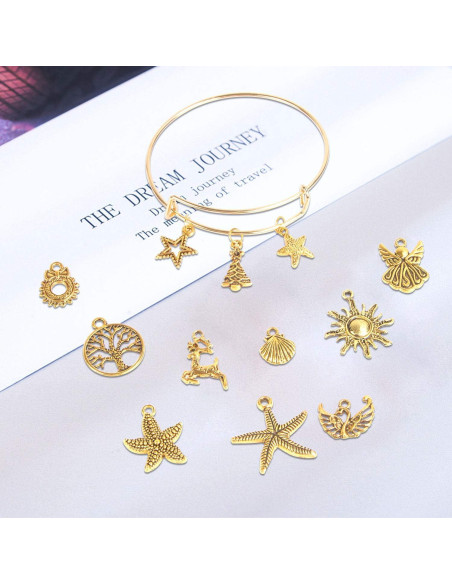 200 Piezas Encantos de Oro Antiguo SANNIX para Joyería DIY