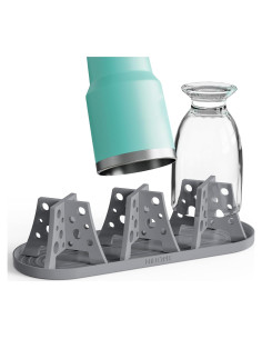 Conjunto 3 Soportes Secado Botellas Silicona NiHome Gris