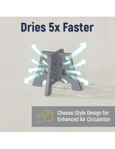 Conjunto 3 Soportes Secado Botellas Silicona NiHome Gris