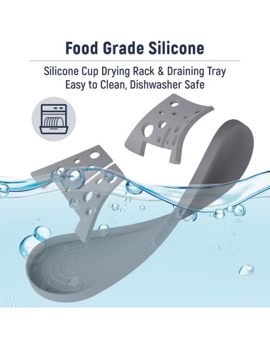 Conjunto 3 Soportes Secado Botellas Silicona NiHome Gris