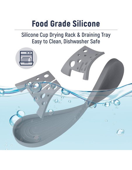 Conjunto 3 Soportes Secado Botellas Silicona NiHome Gris