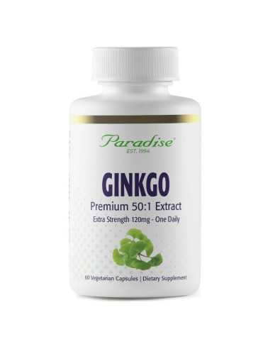 Extracto de Ginkgo Biloba Paradise Herbs 60 Cápsulas Veganas