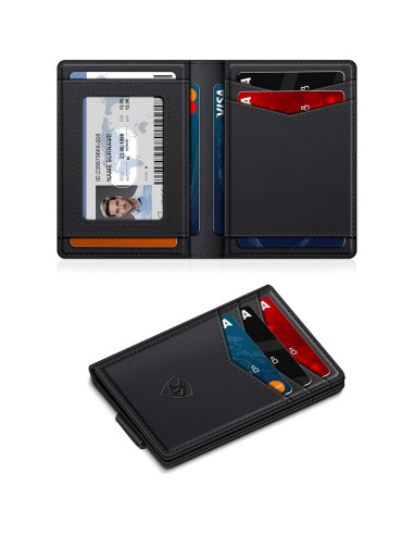 Billetera delgada ZALVEX para hombres con bloqueo RFID y clip