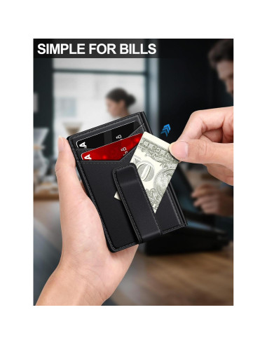 Billetera delgada ZALVEX para hombres con bloqueo RFID y clip