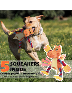 Juguete de Peluche Squeaky GOOLA Dragón para Perros 27.9cm 2