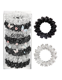 Lazos de Cabello Espirales GoYoho - 8 Piezas Negro y Blanco