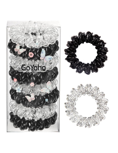 Lazos de Cabello Espirales GoYoho - 8 Piezas Negro y Blanco