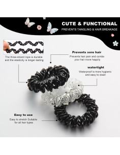 Lazos de Cabello Espirales GoYoho - 8 Piezas Negro y Blanco 2
