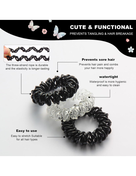 Lazos de Cabello Espirales GoYoho - 8 Piezas Negro y Blanco