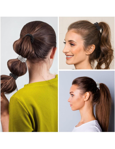 Lazos de Cabello Espirales GoYoho - 8 Piezas Negro y Blanco