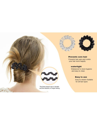 Lazos de Cabello Espirales GoYoho - 8 Piezas Negro y Blanco