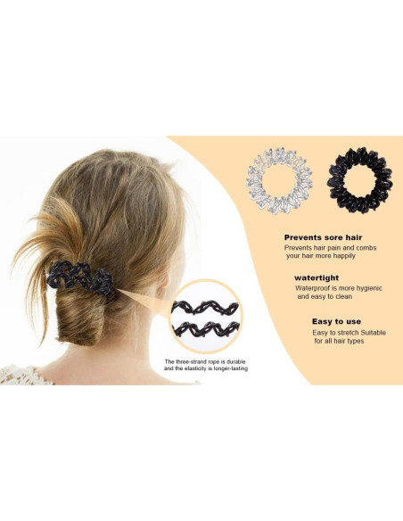 Lazos de Cabello Espirales GoYoho - 8 Piezas Negro y Blanco