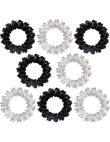 Lazos de Cabello Espirales GoYoho - 8 Piezas Negro y Blanco