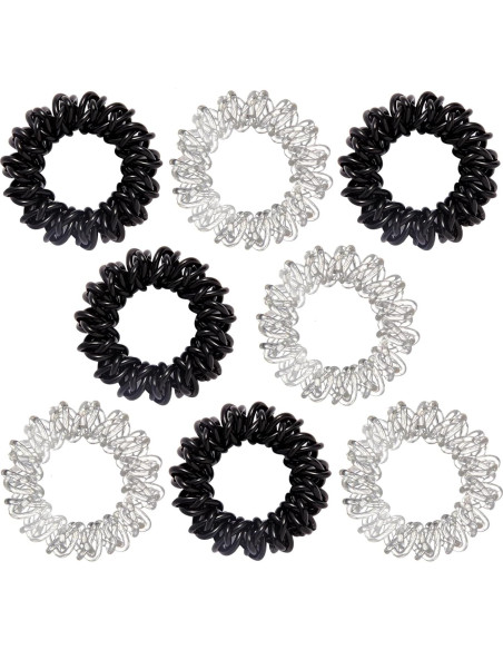 Lazos de Cabello Espirales GoYoho - 8 Piezas Negro y Blanco