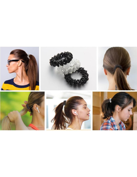 Lazos de Cabello Espirales GoYoho - 8 Piezas Negro y Blanco