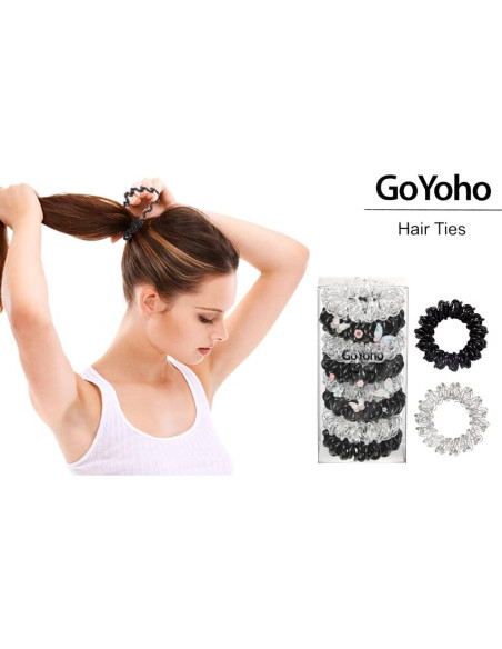 Lazos de Cabello Espirales GoYoho - 8 Piezas Negro y Blanco