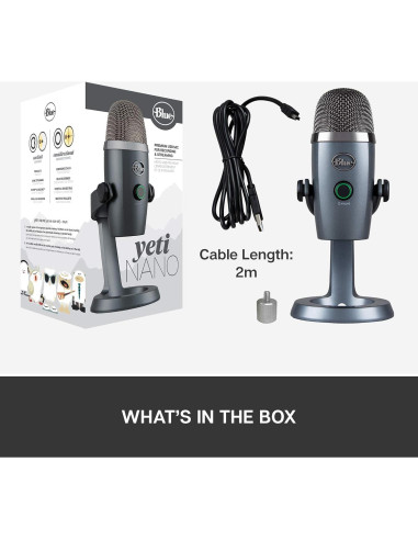 Micrófono USB Blue Yeti Nano Gris para Streaming y Podcasting