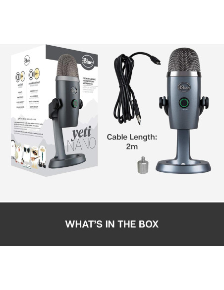 Micrófono USB Blue Yeti Nano Gris para Streaming y Podcasting