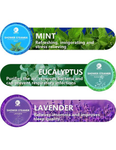 Pastillas de Ducha Aromaterapia MR MIRYE - 18 Piezas Eucalipto, Lavanda, Menta 2