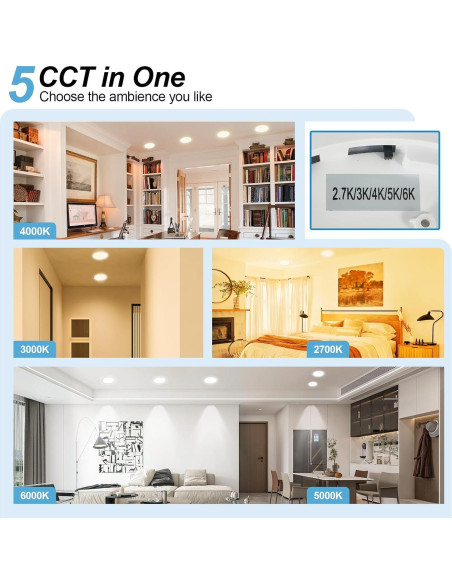 Luz de Techo Empotrada LED DLLT 30 cm 24W 5 Temperaturas Color