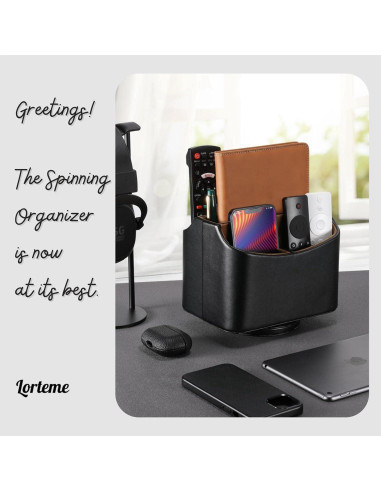 Organizador de Escritorio Giratorio Lorteme - Negro, Multifuncional