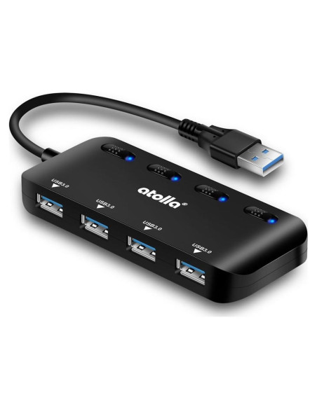 Hub USB 3.0 Atolla 4 Puertos Ultra Delgado con Interruptores