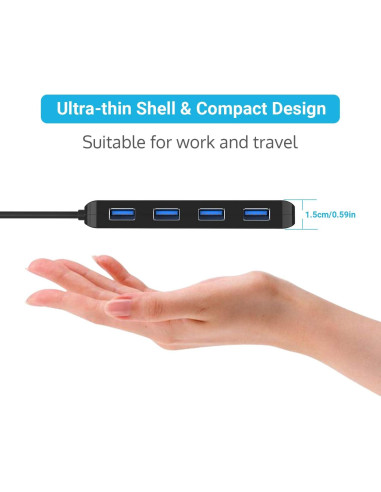 Hub USB 3.0 Atolla 4 Puertos Ultra Delgado con Interruptores