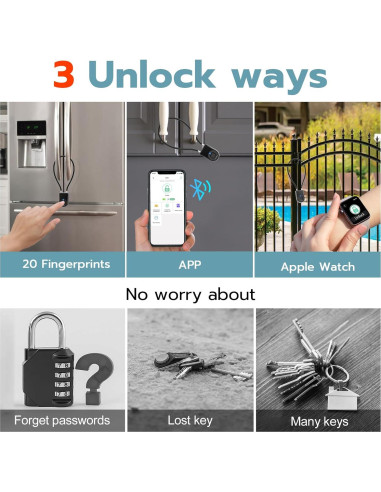 Candado Biométrico de Huella Dactilar Dhiedas - Negro