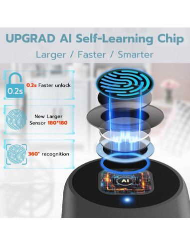 Candado Biométrico de Huella Dactilar Dhiedas - Negro