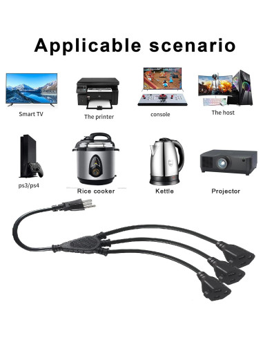 Divisor de Corriente KUNCAN 3 Salidas 0.3m 16AWG 13A Negro