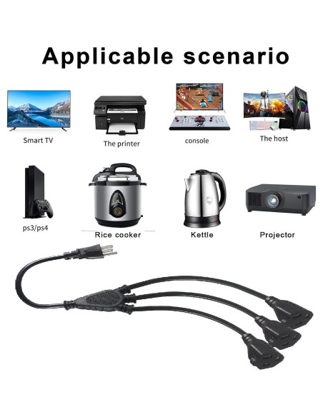 Divisor de Corriente KUNCAN 3 Salidas 0.3m 16AWG 13A Negro