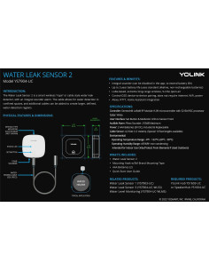 Sensor de Fugas de Agua YoLink 2 con Hub, 105dB, 402m 2