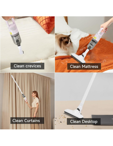 Aspiradora de Mano Inalámbrica TROURAY Verde 100W HEPA 6 en 1