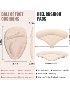 Cojines metatarsales y almohadillas talón Comfowner 4 pares 2