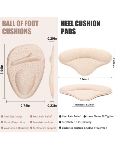 Cojines metatarsales y almohadillas talón Comfowner 4 pares