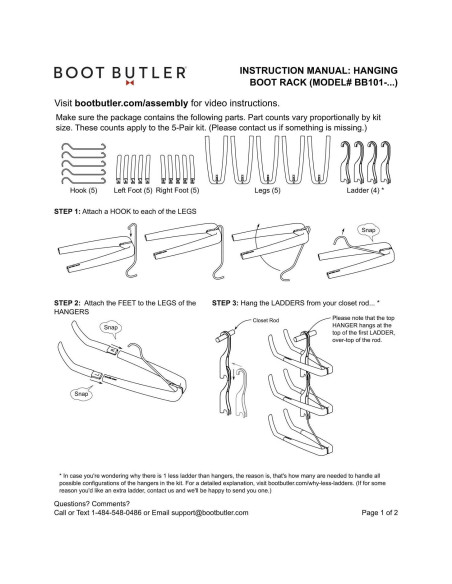 Soporte para Botas Boot Butler - Organizador Colgante 5 Pares Soporte para Botas Boot Butler - Organizador Colgante 5 Pares