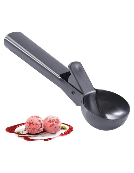Cuchara de Helado Acero Inoxidable MLX con Gatillo Negro