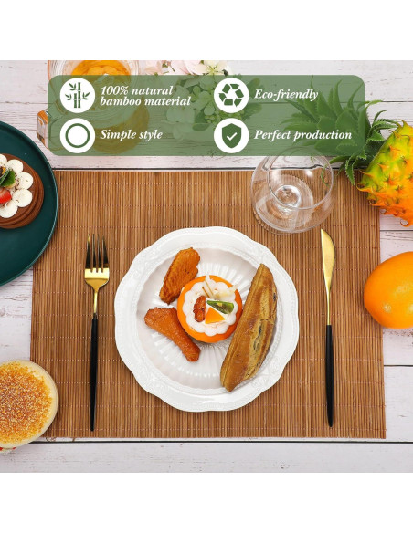 Juego de 24 Manteles de Bambú Patelai 40x30 cm Lavables