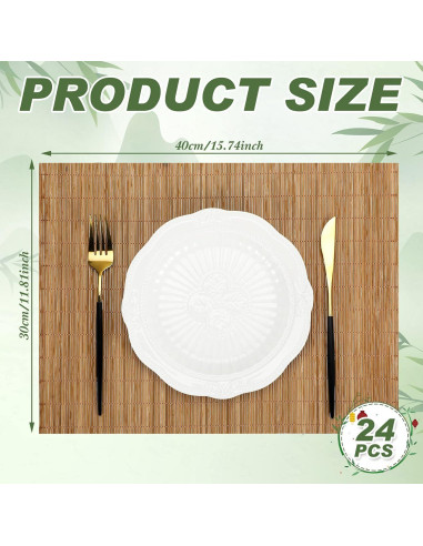 Juego de 24 Manteles de Bambú Patelai 40x30 cm Lavables