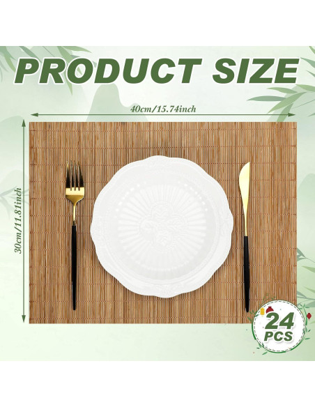 Juego de 24 Manteles de Bambú Patelai 40x30 cm Lavables