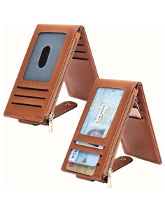 Billetera Slim Chelmon Bifold con Bloqueo RFID Marrón Claro 2