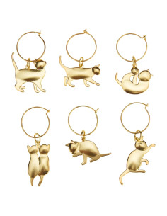 Encantos de Vino para Gatos Dorados Twine - 6 Diseños Únicos