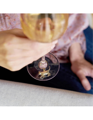 Encantos de Vino para Gatos Dorados Twine - 6 Diseños Únicos